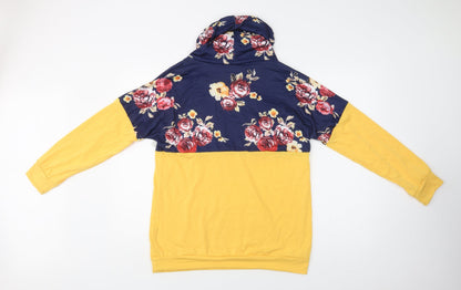 Back view of PatPat women’s yellow floral polyester pullover sweatshirt, size L