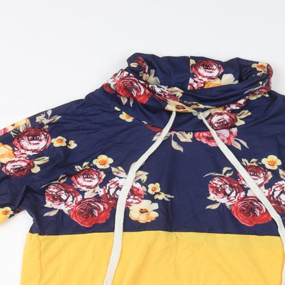 Close-up detail of PatPat women’s yellow floral polyester pullover sweatshirt, size L