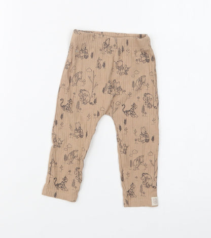 George Baby Beige Geometric Cotton Jogger Leggings Size 9-12 Months   - Winnie the Pooh