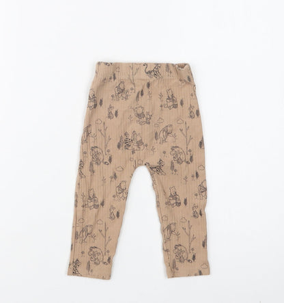 George Baby Beige Geometric Cotton Jogger Leggings Size 9-12 Months   - Winnie the Pooh