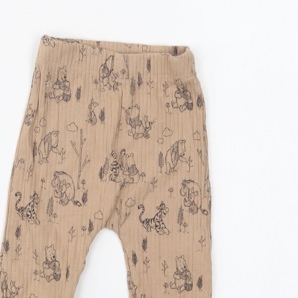 George Baby Beige Geometric Cotton Jogger Leggings Size 9-12 Months   - Winnie the Pooh