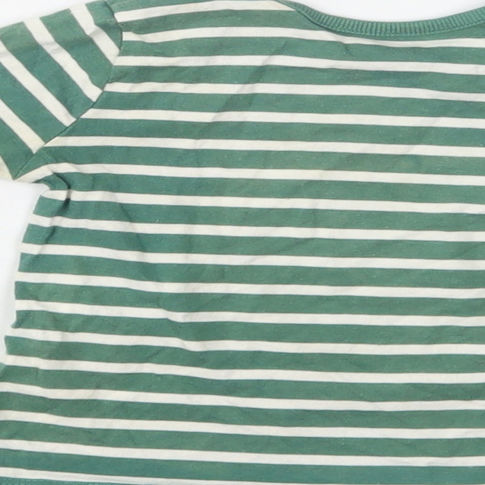 George Baby Green Striped Cotton Basic Blouse Size 9-12 Months Crew Neck