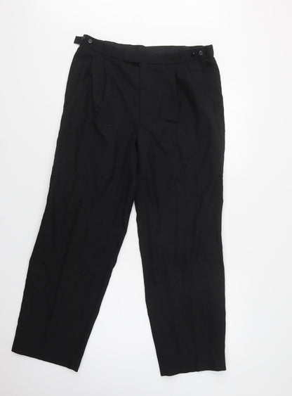 M&S Mens Black  Polyester Dress Pants Trousers Size 34 L29 in Regular Hook & Loop