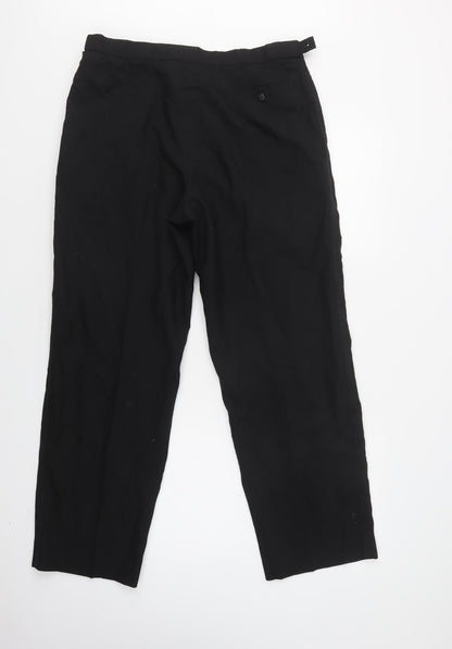 M&S Mens Black  Polyester Dress Pants Trousers Size 34 L29 in Regular Hook & Loop