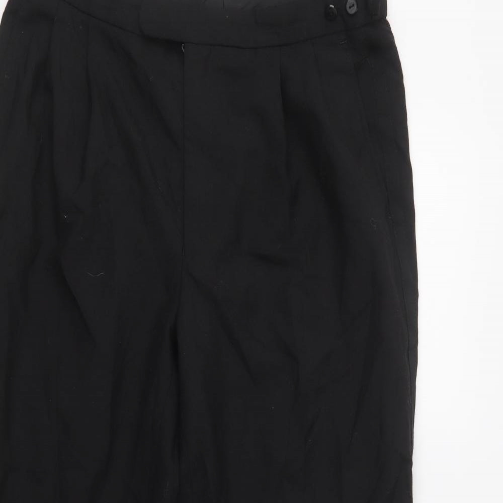 M&S Mens Black  Polyester Dress Pants Trousers Size 34 L29 in Regular Hook & Loop