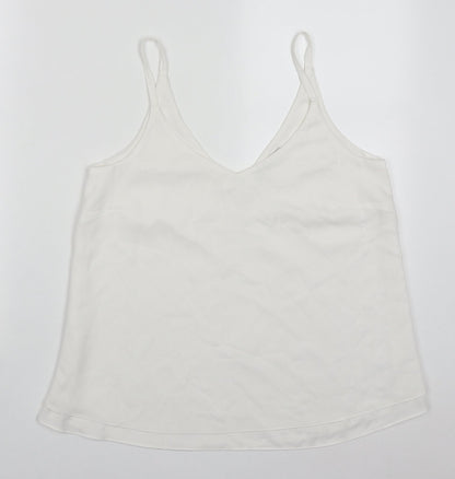 George Womens White  Polyester Basic Tank Size 10 V-Neck