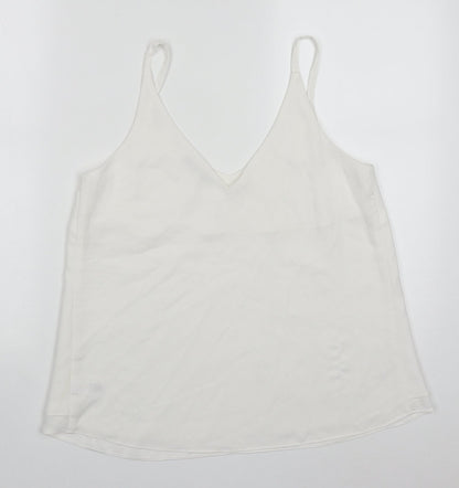 George Womens White  Polyester Basic Tank Size 10 V-Neck