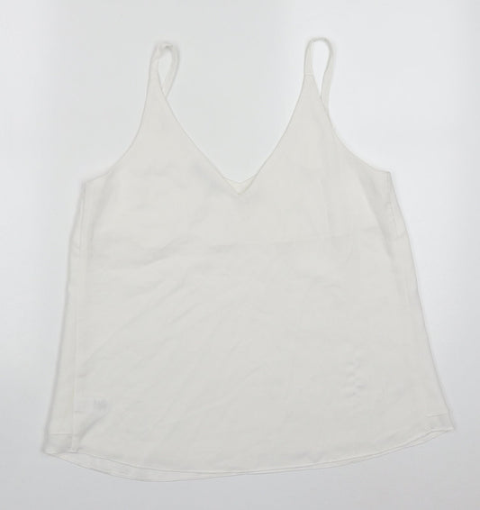 George Womens White  Polyester Basic Tank Size 10 V-Neck