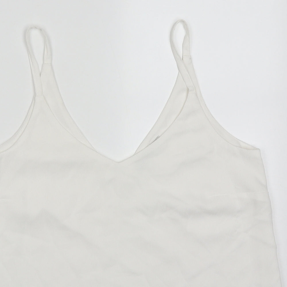 George Womens White  Polyester Basic Tank Size 10 V-Neck