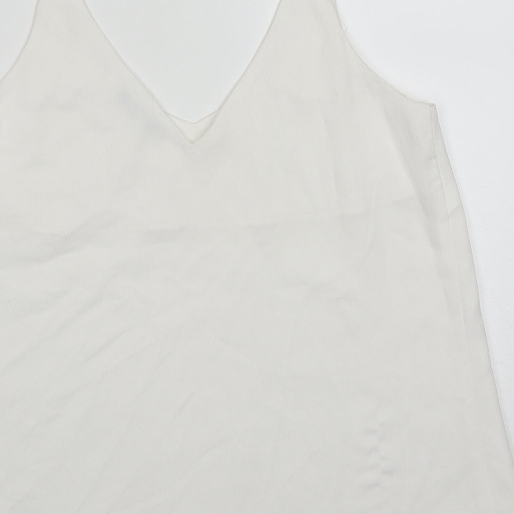 George Womens White  Polyester Basic Tank Size 10 V-Neck