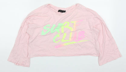 Atmosphere Womens Pink  Cotton Cropped T-Shirt Size 10 Crew Neck - Surf Club