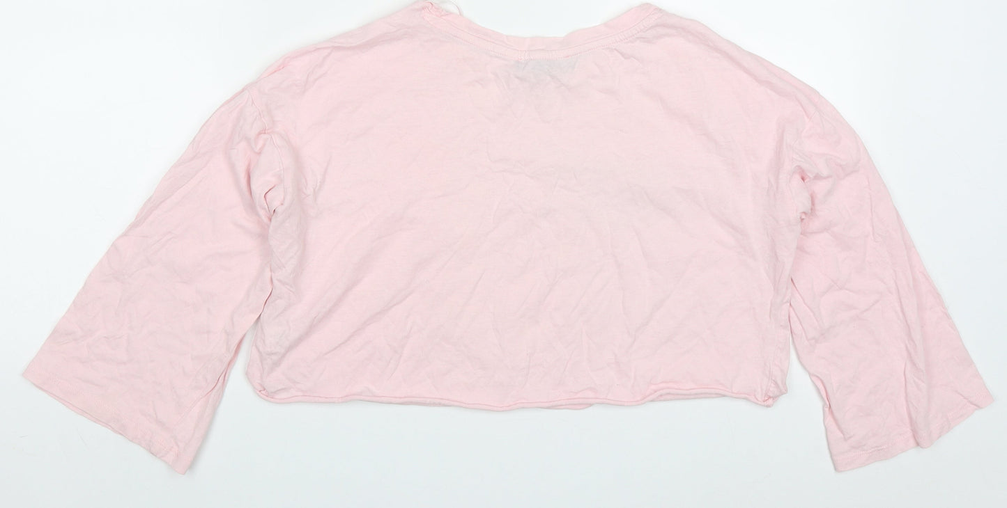 Atmosphere Womens Pink  Cotton Cropped T-Shirt Size 10 Crew Neck - Surf Club