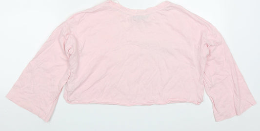 Atmosphere Womens Pink  Cotton Cropped T-Shirt Size 10 Crew Neck - Surf Club