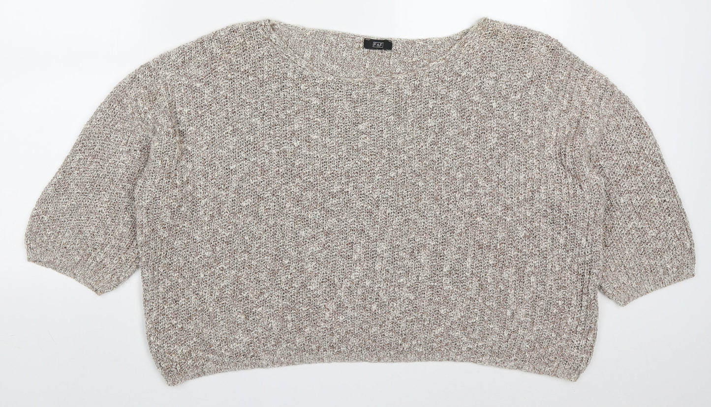 F&F Womens Beige Round Neck  Cotton Pullover Jumper Size 18