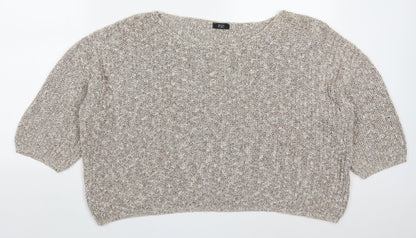 F&F Womens Beige Round Neck  Cotton Pullover Jumper Size 18