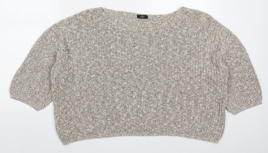 F&F Womens Beige Round Neck  Cotton Pullover Jumper Size 18