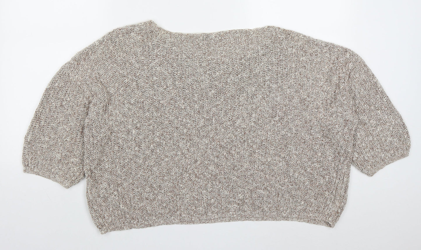 F&F Womens Beige Round Neck  Cotton Pullover Jumper Size 18