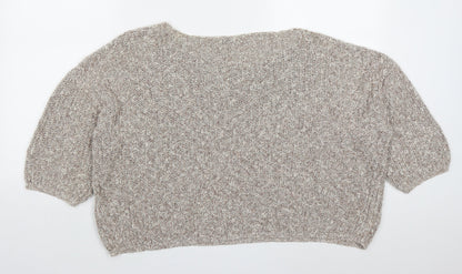 F&F Womens Beige Round Neck  Cotton Pullover Jumper Size 18