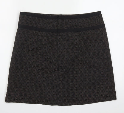Marks and Spencer Womens Brown Geometric Polyester A-Line Skirt Size 12   Zip