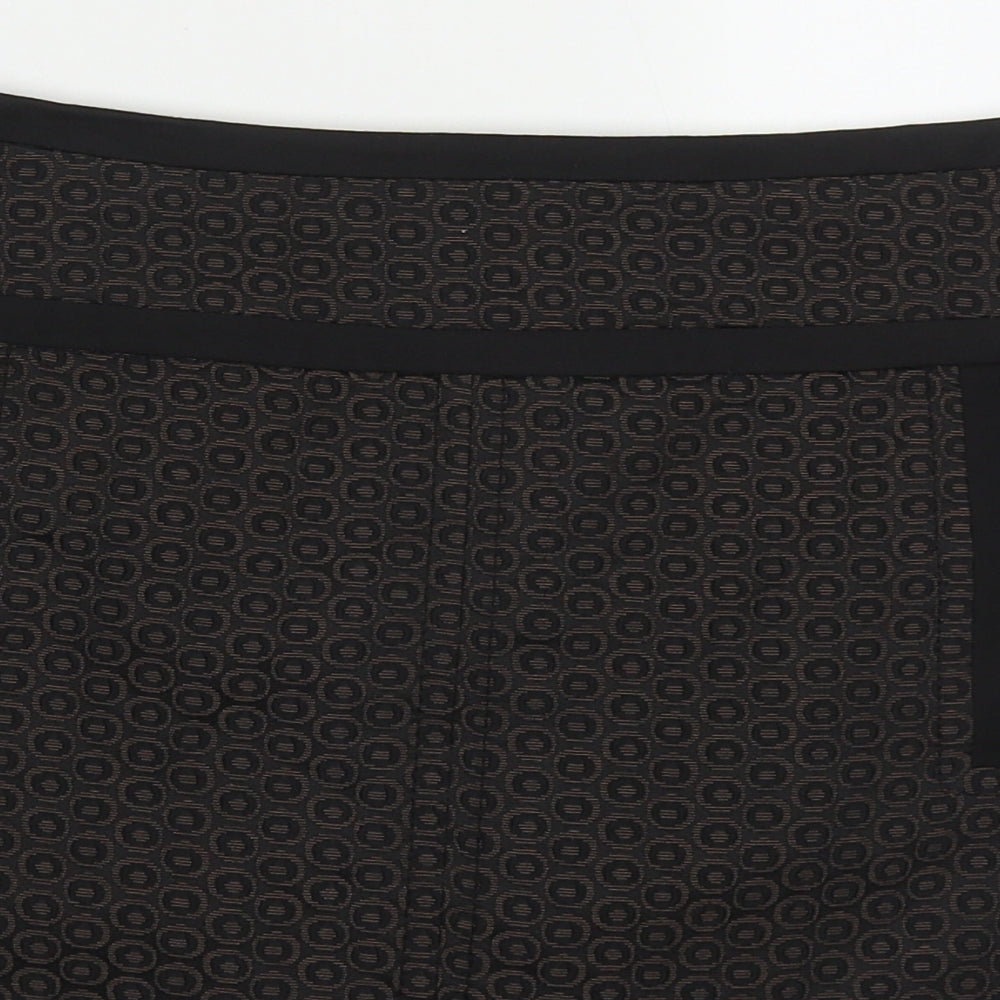 Marks and Spencer Womens Brown Geometric Polyester A-Line Skirt Size 12   Zip