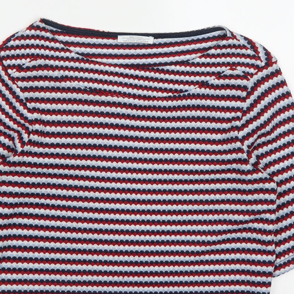 Womens UK Size M Zara Red Basic T-Shirt
