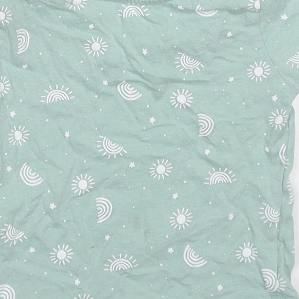 Primark Baby Green  Cotton Basic T-Shirt Size 3-6 Months Crew Neck Pullover - Rainbows and Suns