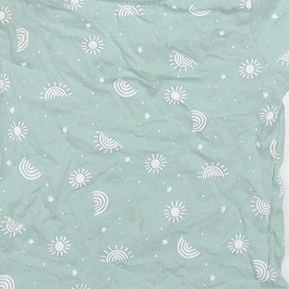 Primark Baby Green  Cotton Basic T-Shirt Size 3-6 Months Crew Neck Pullover - Rainbows and Suns