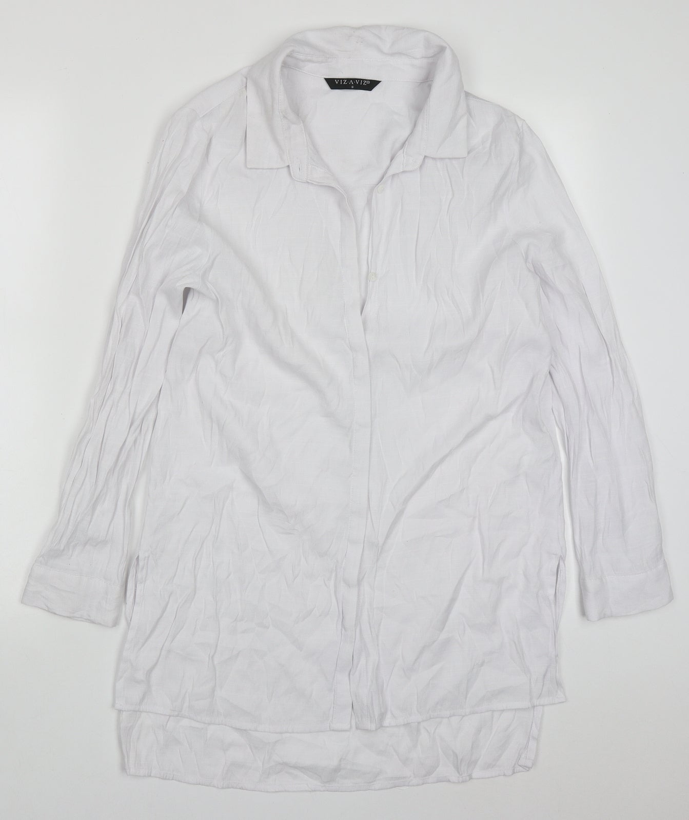 Womens UK Size S Viz A Viz White Basic Button-Up