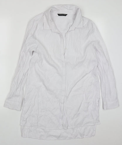 Womens UK Size S Viz A Viz White Basic Button-Up