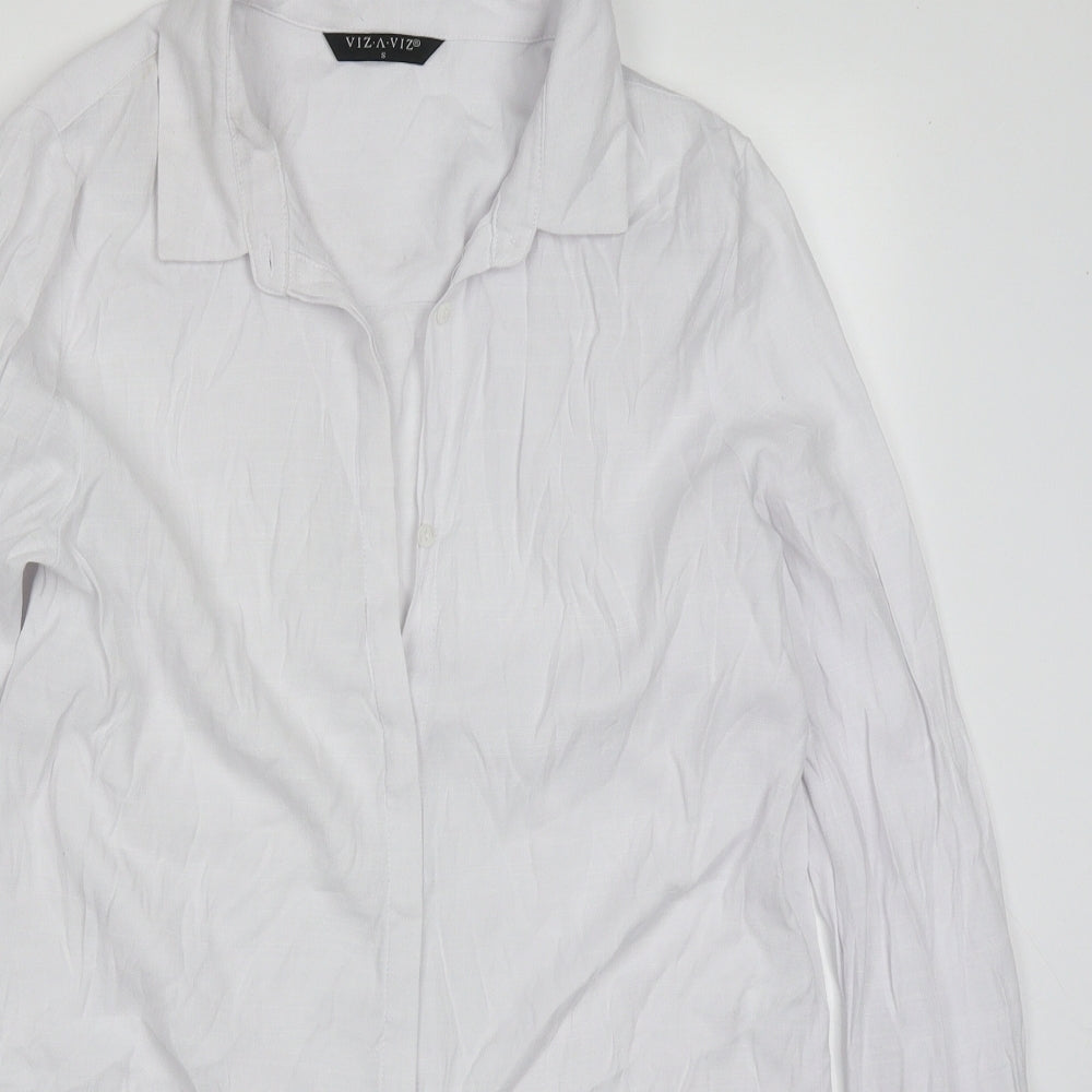Womens UK Size S Viz A Viz White Basic Button-Up