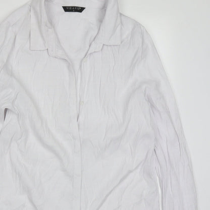 Womens UK Size S Viz A Viz White Basic Button-Up