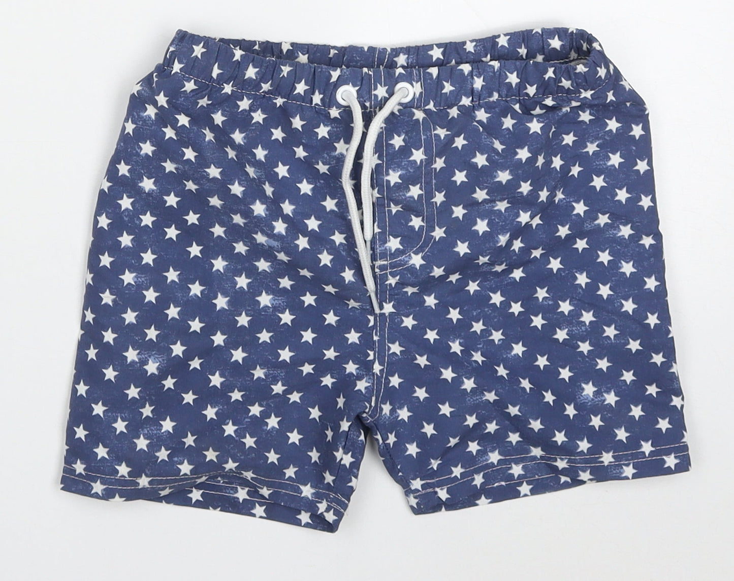 Hullaballoo Boys Blue Geometric Polyester Bermuda Shorts Size 5-6 Years  Regular Drawstring - Stars Swim Shorts