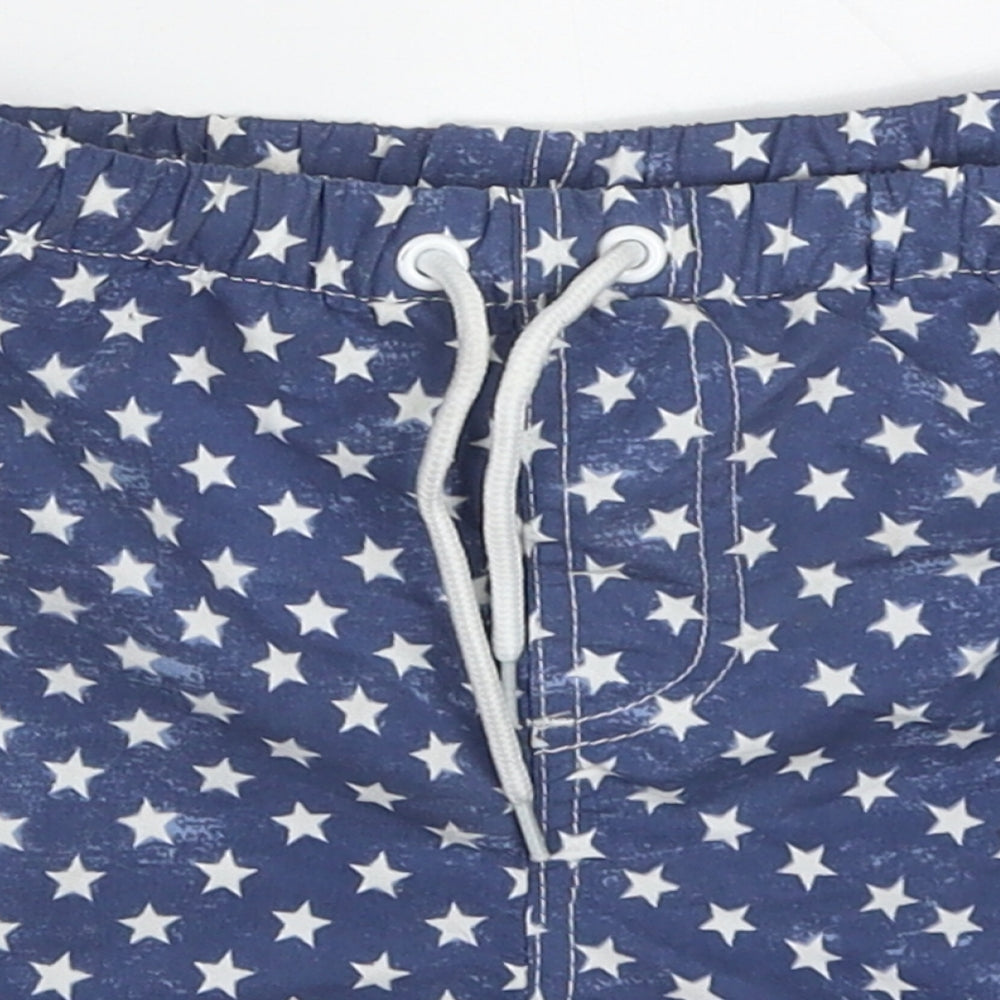 Hullaballoo Boys Blue Geometric Polyester Bermuda Shorts Size 5-6 Years  Regular Drawstring - Stars Swim Shorts