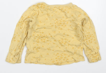 George Girls Yellow Floral Cotton Basic T-Shirt Size 6-9 Months Round Neck Pullover