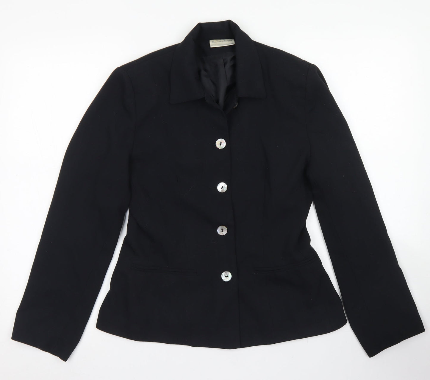 Bay Trading Company Womens Black  Polyester Jacket Blazer Size 12