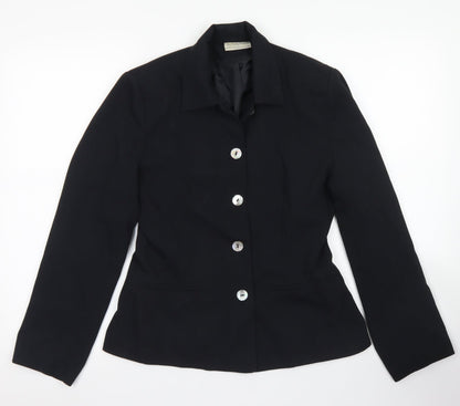 Bay Trading Company Womens Black  Polyester Jacket Blazer Size 12