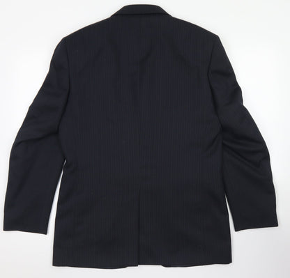 Mens UK Size 38 Pinstripe Regular Blue Suit Jacket