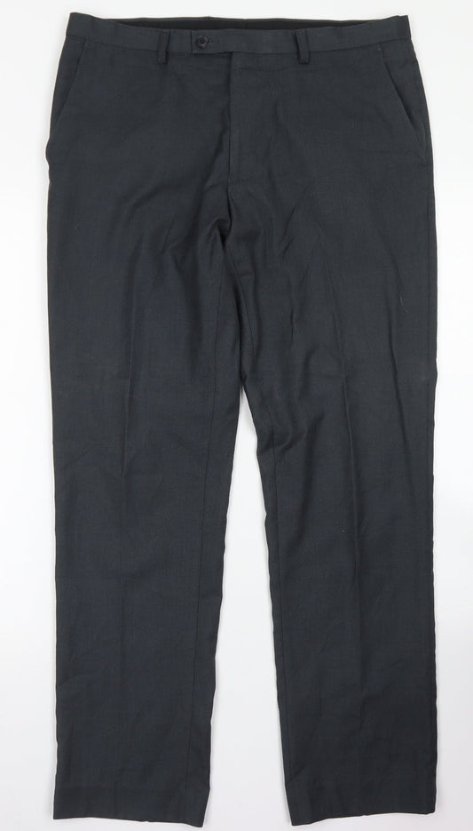 Tailor & Cutter Mens Grey  Polyester Dress Pants Trousers Size 34 in L31 in Regular Button