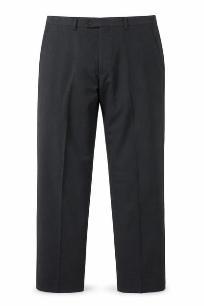 Front view of Tailor & Cutter men’s grey polyester dress pants trousers, size 34, in, 31-inch leg regular button