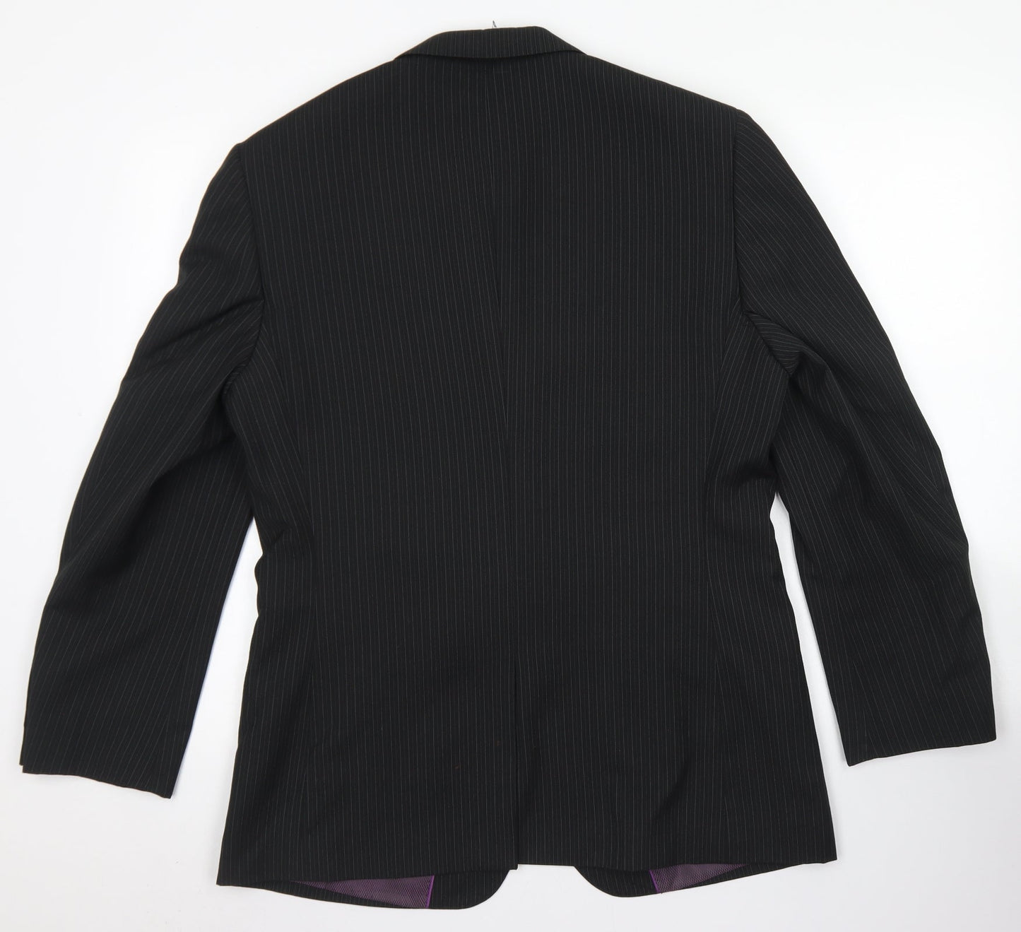 George Mens Black Striped Polyester Jacket Blazer Size 38