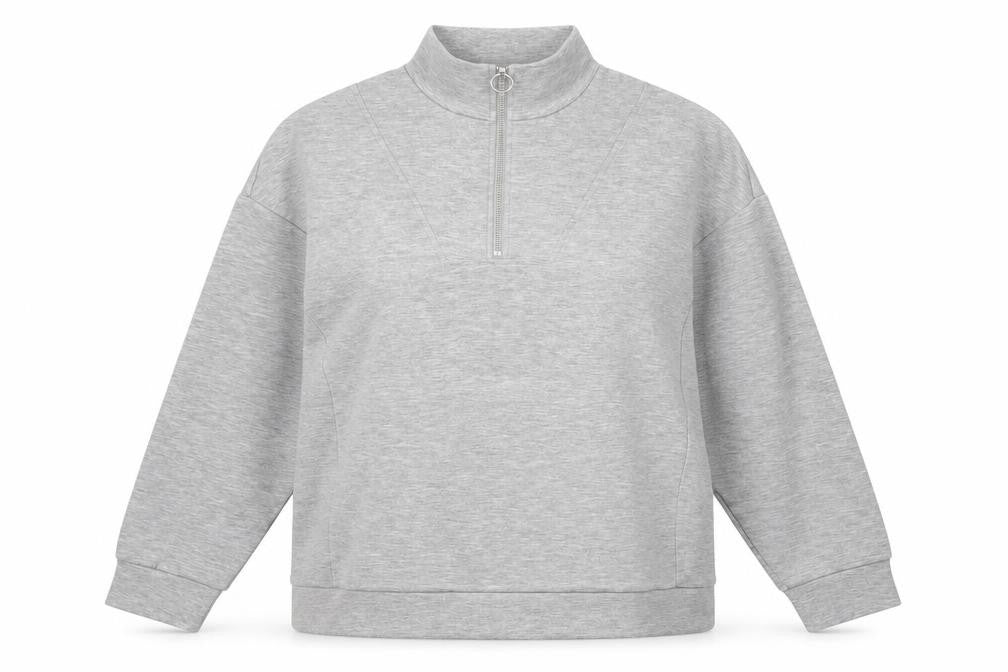 Front view of V by Very women’s grey modal pullover sweatshirt, size M