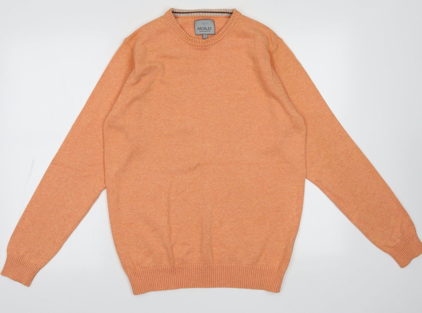Morley Mens Orange Crew Neck  Cotton Pullover Jumper Size S
