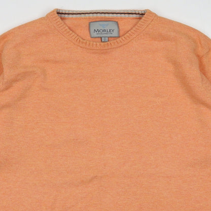 Morley Mens Orange Crew Neck  Cotton Pullover Jumper Size S