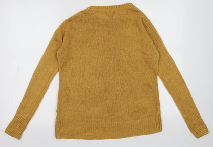 New Look Womens Yellow  Acrylic Pullover Sweatshirt Size S  Pullover