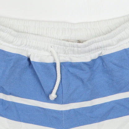 Pull&Bear Womens Blue Striped Cotton Sweat Shorts Size S L4 in Regular Tie