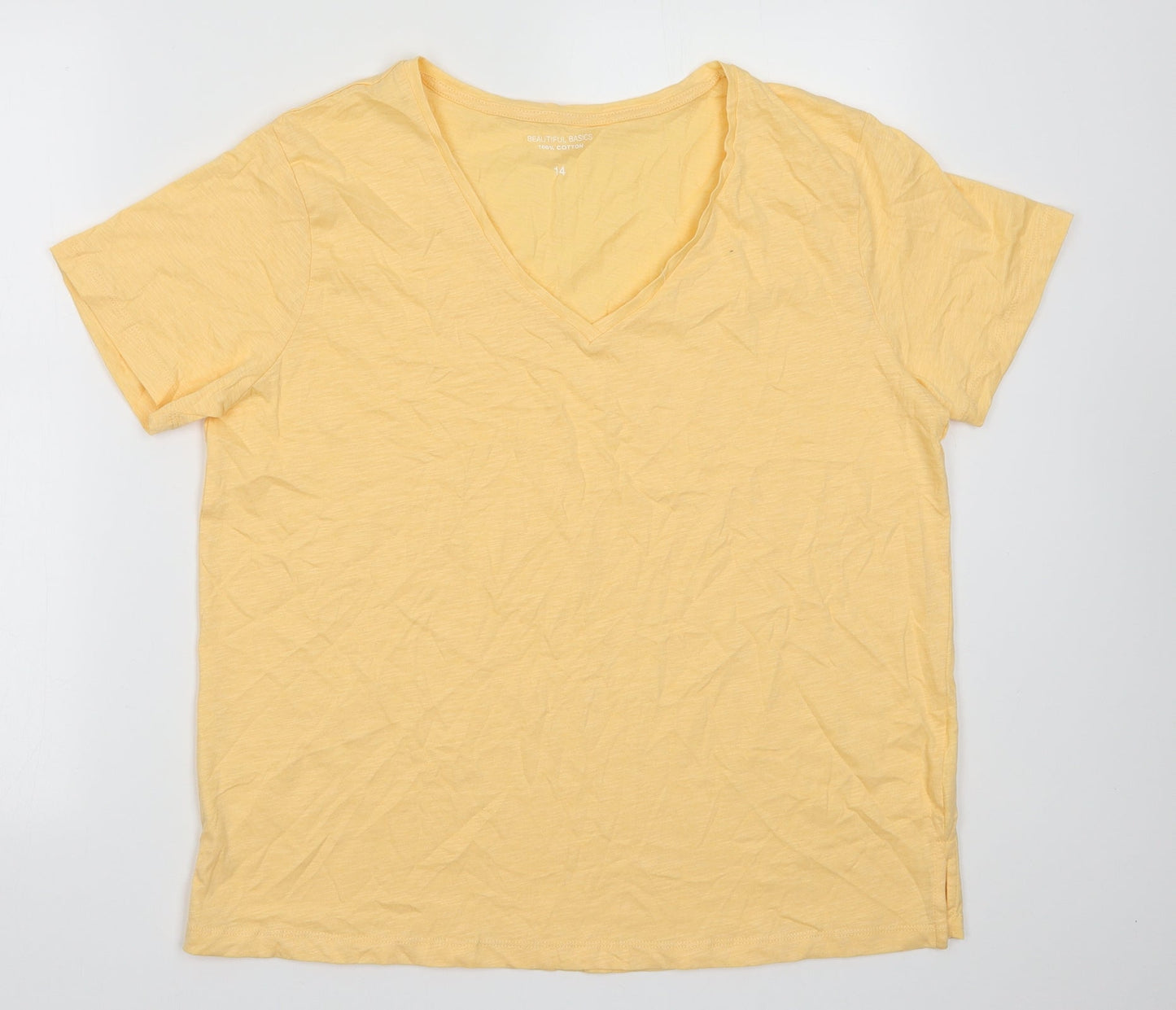 Womens UK Size 14 Preworn Orange Basic T-Shirt