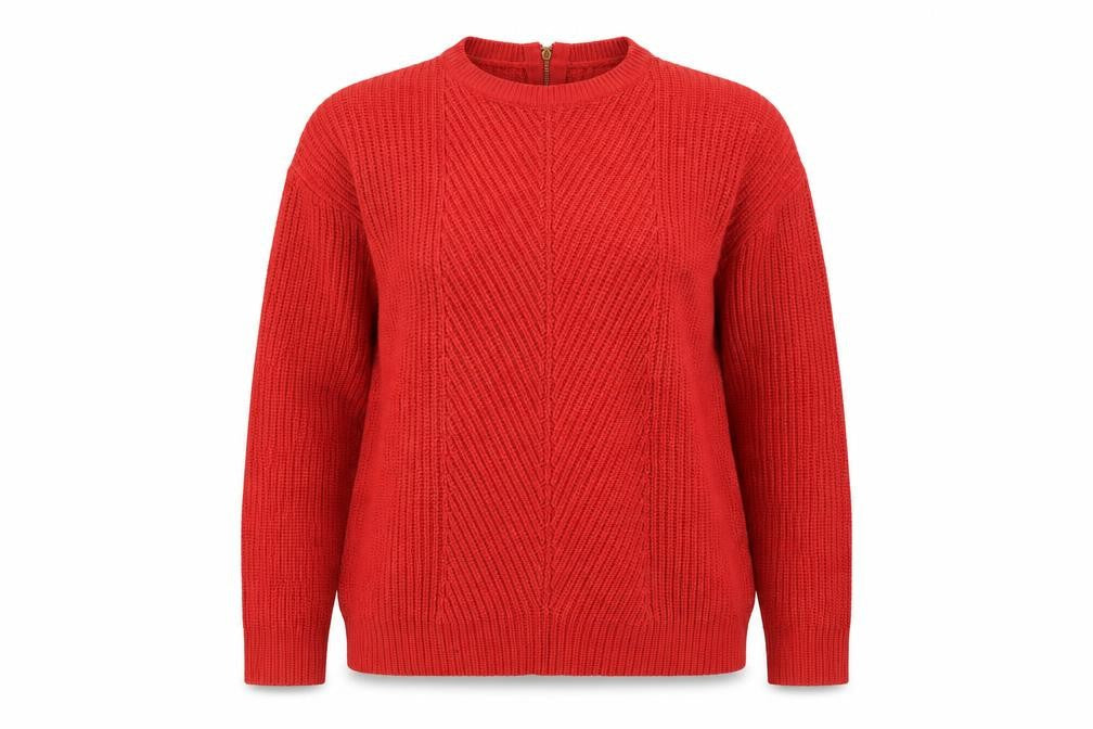 Front view of Dorothy Perkins women’s pink crew neck acrylic jumper, size UK 18