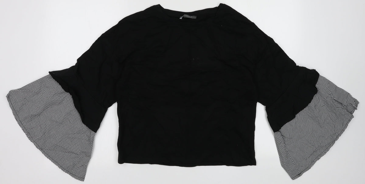 Additional front view of Primark women’s black cotton pullover sweatshirt, size UK 12, pullover