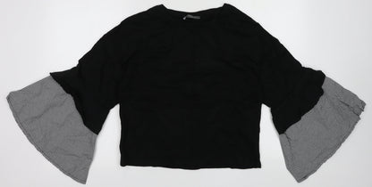 Additional front view of Primark women’s black cotton pullover sweatshirt, size UK 12, pullover