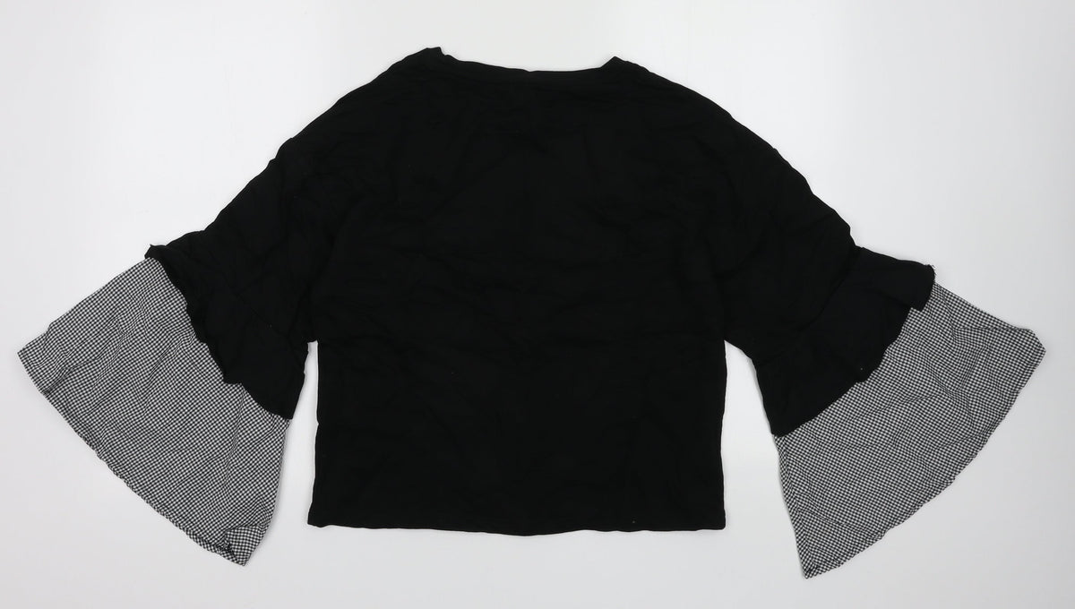 Back view of Primark women’s black cotton pullover sweatshirt, size UK 12, pullover